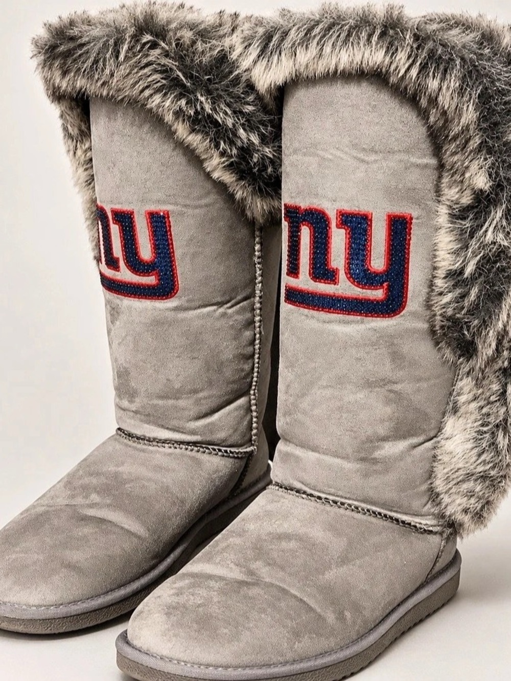 Cuce NFL New York Giants Boots Women's Gray Fur Boots US 11 Like new condition